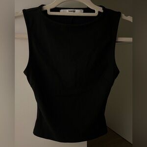 Tank Air Sleeveless Straight Neck Top Black XXS NWOT